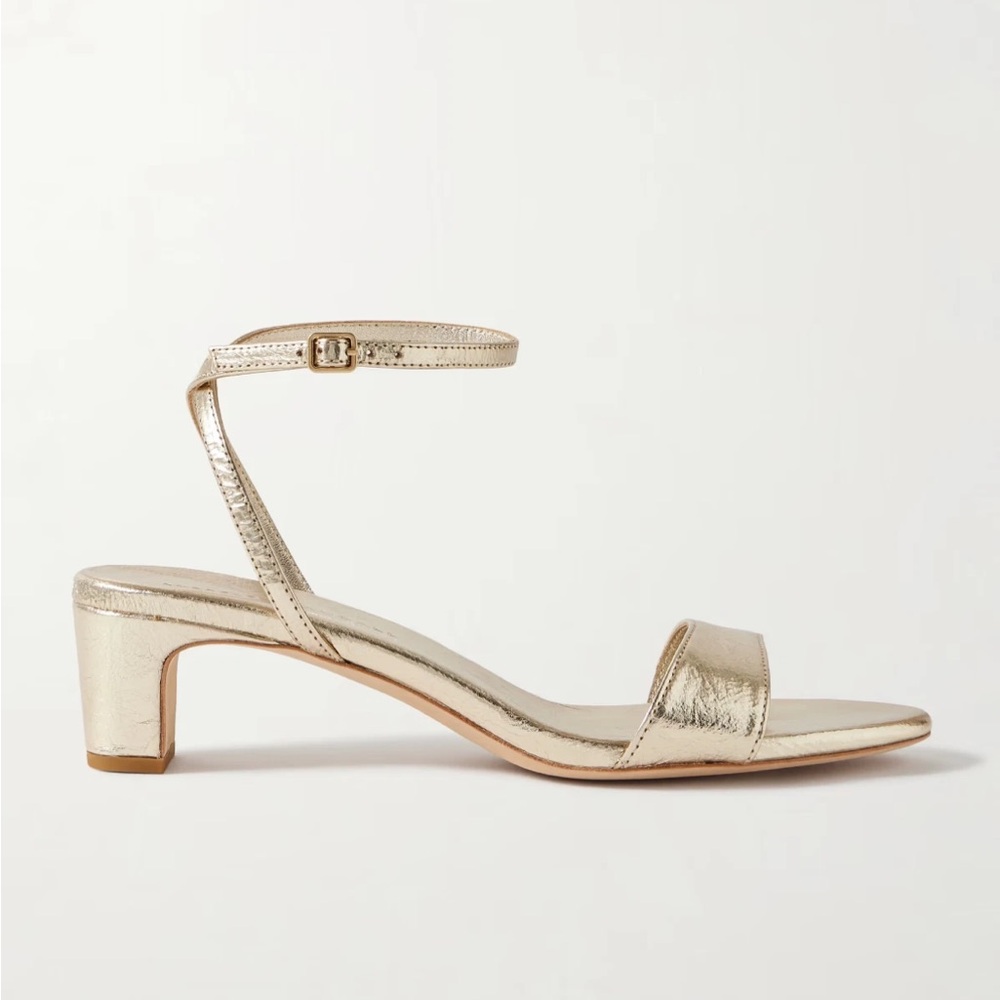 Loeffler Randall Alice Ankle Strap Sandal Leather Metallic Gold Champagne 5